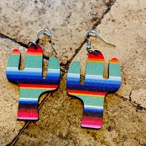 Serape cactus earrings